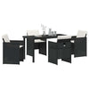 Hage Spisegruppe med pute 5 pcs Svart Poly rattan