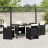 Hage Spisegruppe med pute 5 pcs Svart Poly rattan