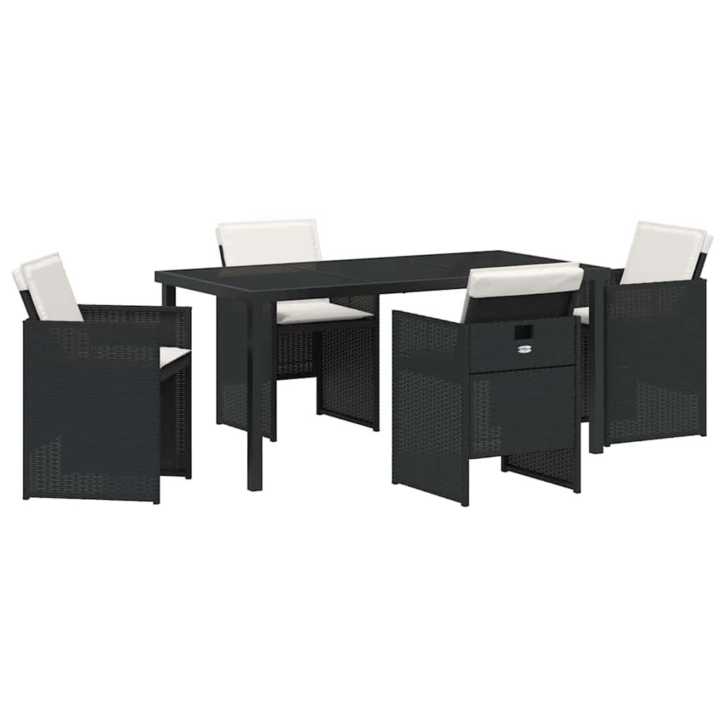 Hage Spisegruppe med pute 5 pcs Svart Poly rattan