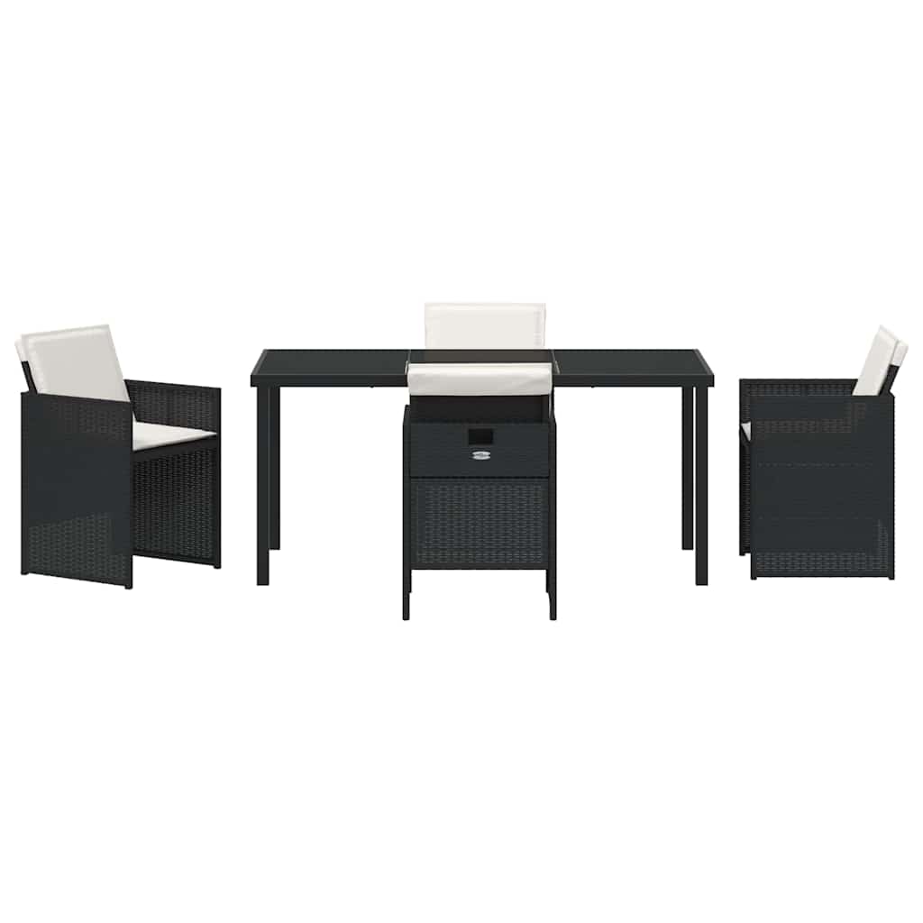 Hage Spisegruppe med pute 5 pcs Svart Poly rattan