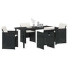 Hage Spisegruppe med pute 5 pcs Svart Poly rattan