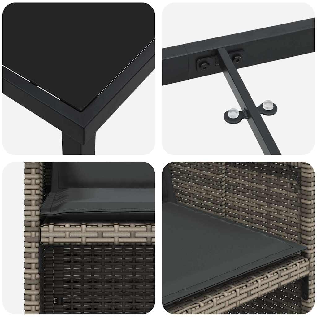 Hage Spisegruppe med pute 5 pcs Grå Poly rattan