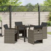 Hage Spisegruppe med pute 5 pcs Grå Poly rattan