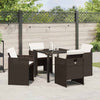 Hage Spisegruppe med pute 5 pcs Brun Poly rattan