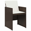 Hage Spisegruppe med pute 5 pcs Brun Poly rattan