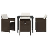 Hage Spisegruppe med pute 5 pcs Brun Poly rattan