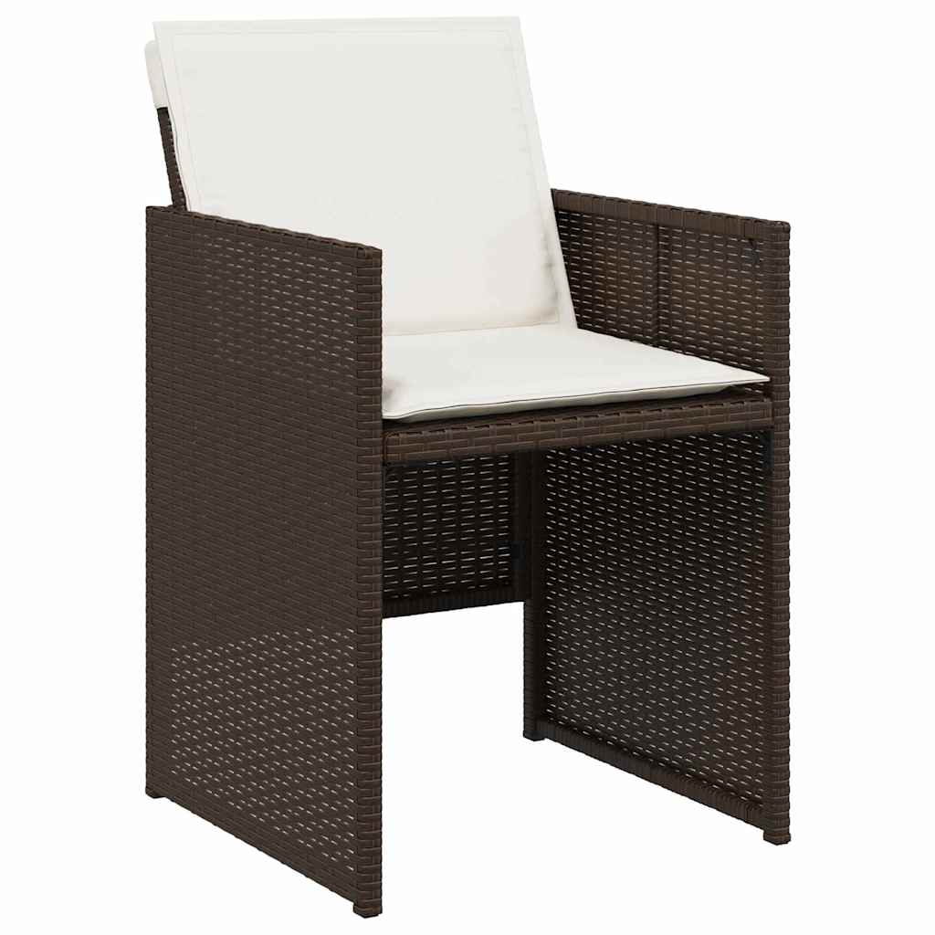 Hage Spisegruppe med pute 5 pcs Brun Poly rattan