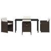 Hage Spisegruppe med pute 5 pcs Brun Poly rattan