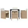Hage Spisegruppe med pute 5 pcs Beige Poly rattan
