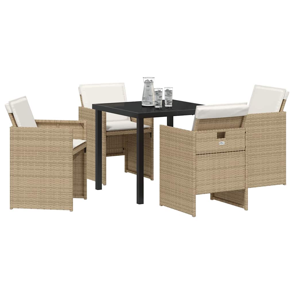 Hage Spisegruppe med pute 5 pcs Beige Poly rattan