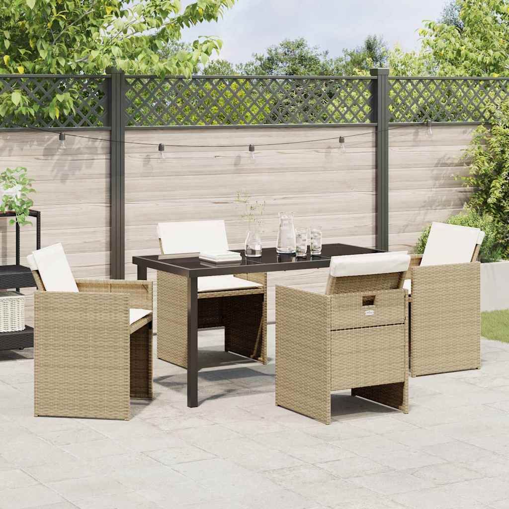 Hage Spisegruppe med pute 5 pcs Beige Poly rattan