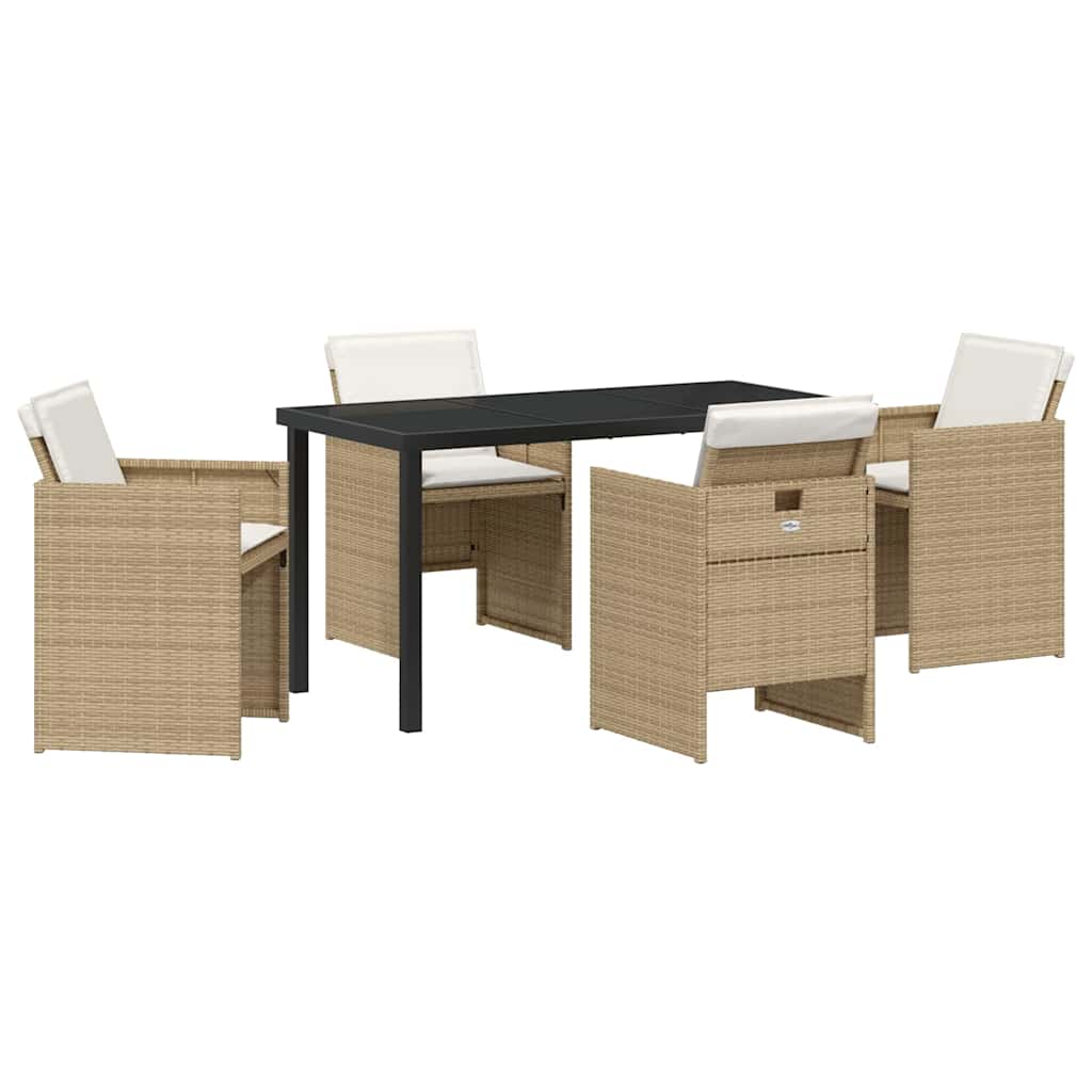 Hage Spisegruppe med pute 5 pcs Beige Poly rattan