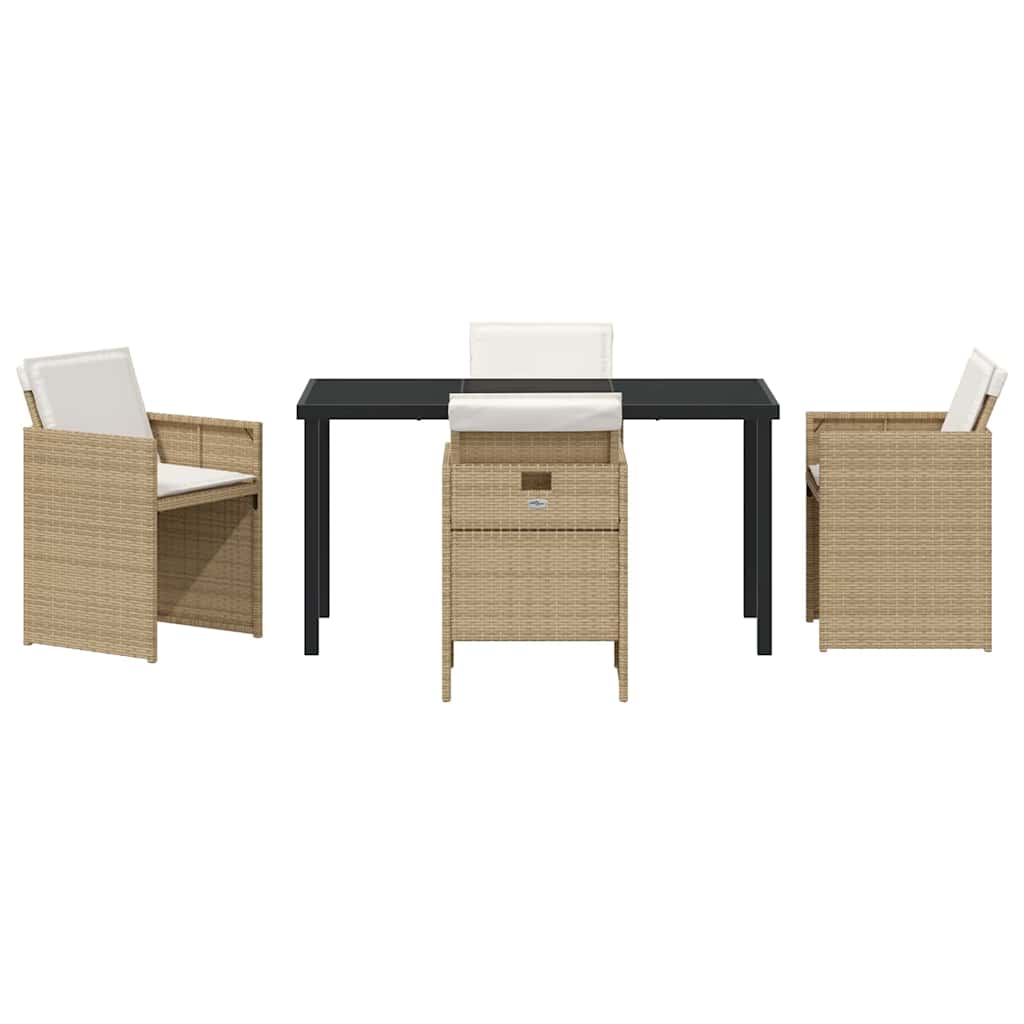 Hage Spisegruppe med pute 5 pcs Beige Poly rattan