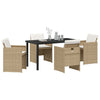 Hage Spisegruppe med pute 5 pcs Beige Poly rattan