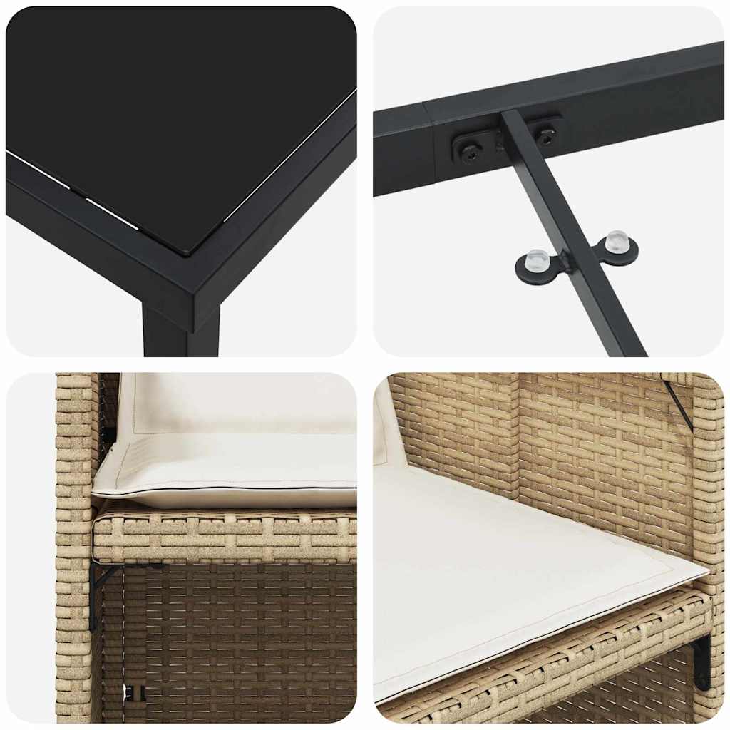 Hage Spisegruppe med pute 5 pcs Beige Poly rattan