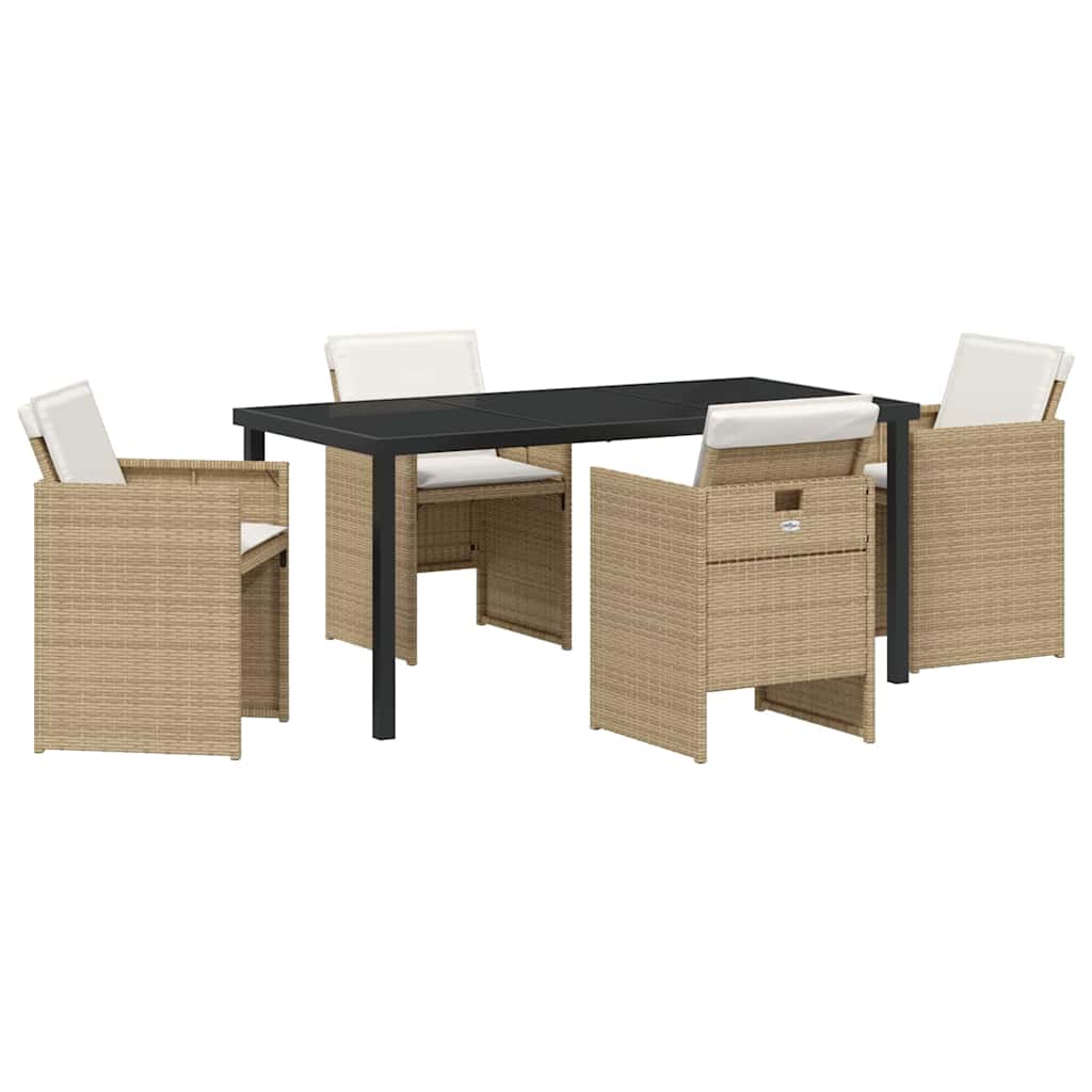 Hage Spisegruppe med pute 5 pcs Beige Poly rattan
