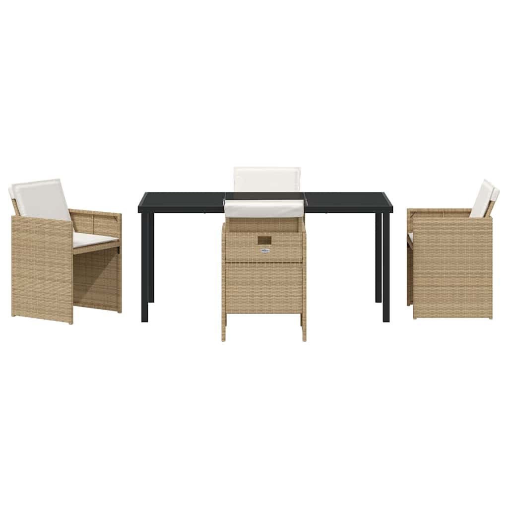 Hage Spisegruppe med pute 5 pcs Beige Poly rattan