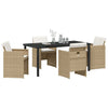 Hage Spisegruppe med pute 5 pcs Beige Poly rattan