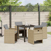 Hage Spisegruppe med pute 5 pcs Beige Poly rattan