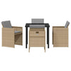 Hage Spisegruppe med pute 5 pcs Beige Poly rattan
