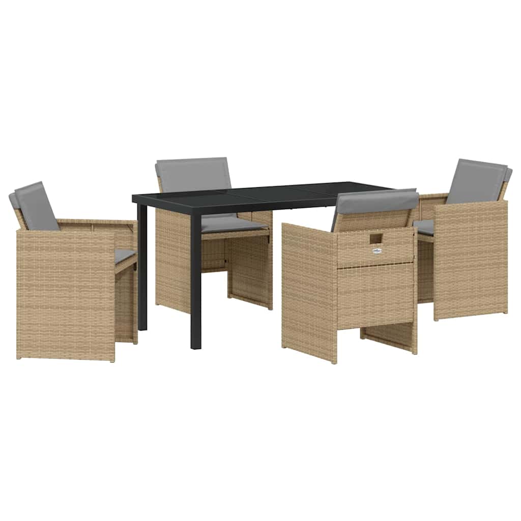 Hage Spisegruppe med pute 5 pcs Beige Poly rattan