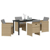 Hage Spisegruppe med pute 5 pcs Beige Poly rattan