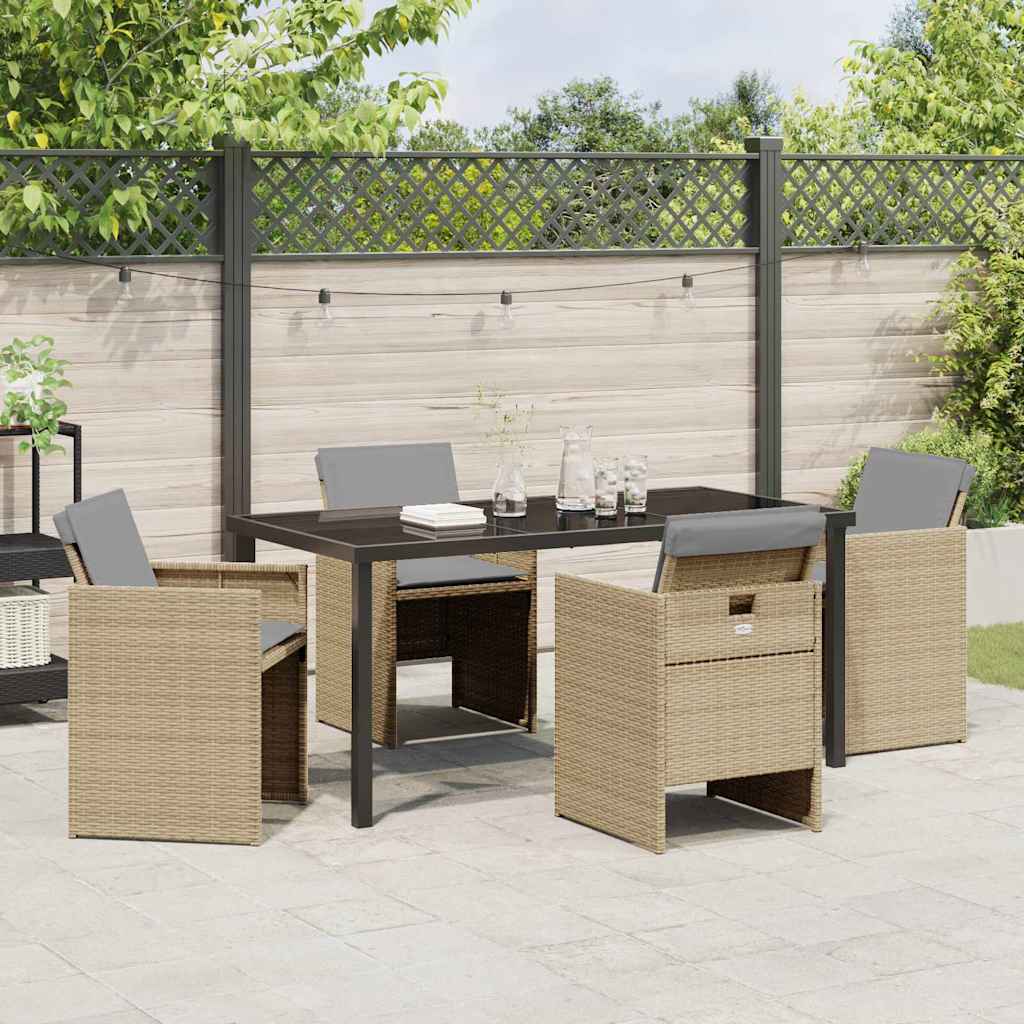 Hage Spisegruppe med pute 5 pcs Beige Poly rattan