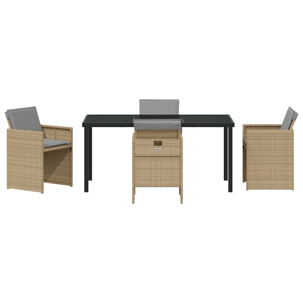 Hage Spisegruppe med pute 5 pcs Beige Poly rattan