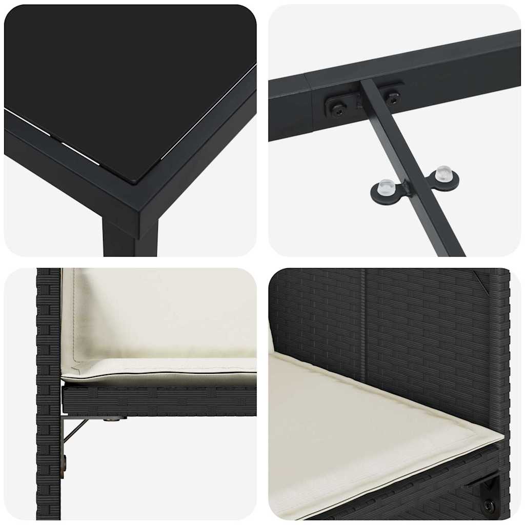 Hage Spisegruppe med pute 5 pcs Svart Poly rattan