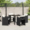 Hage Spisegruppe med pute 5 pcs Svart Poly rattan