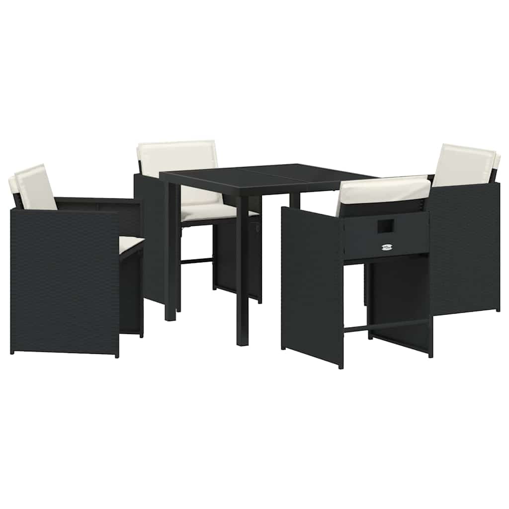 Hage Spisegruppe med pute 5 pcs Svart Poly rattan