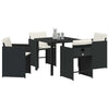 Hage Spisegruppe med pute 5 pcs Svart Poly rattan