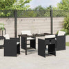 Hage Spisegruppe med pute 5 pcs Svart Poly rattan