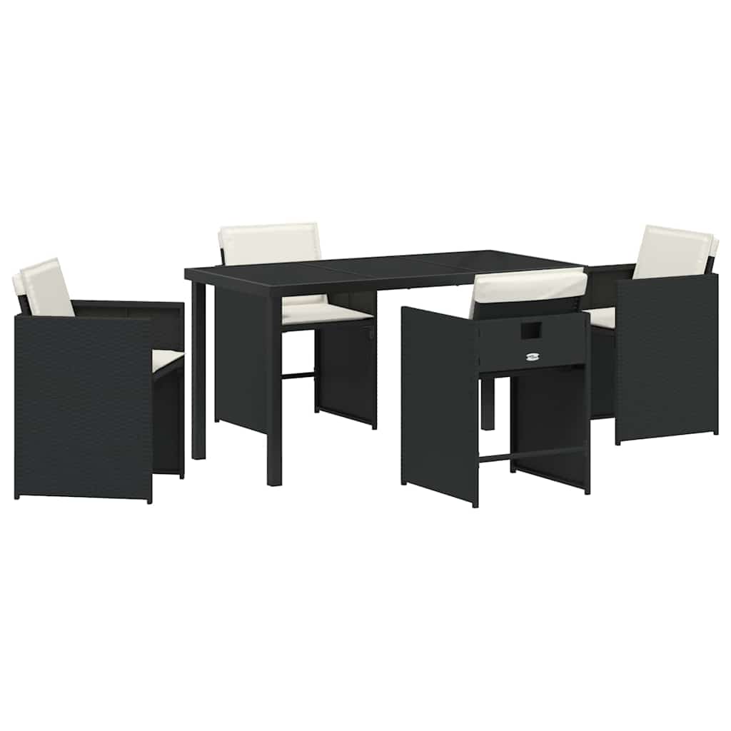 Hage Spisegruppe med pute 5 pcs Svart Poly rattan