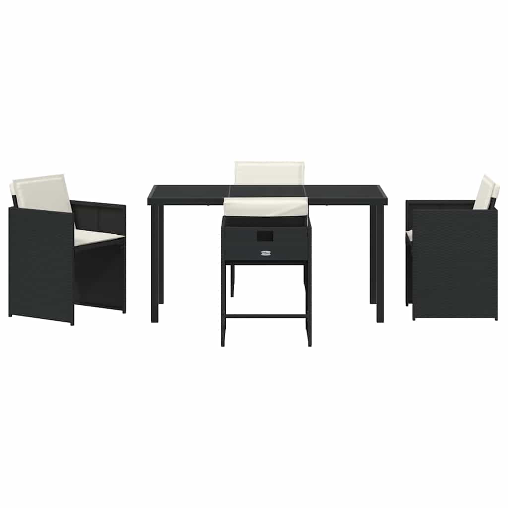 Hage Spisegruppe med pute 5 pcs Svart Poly rattan