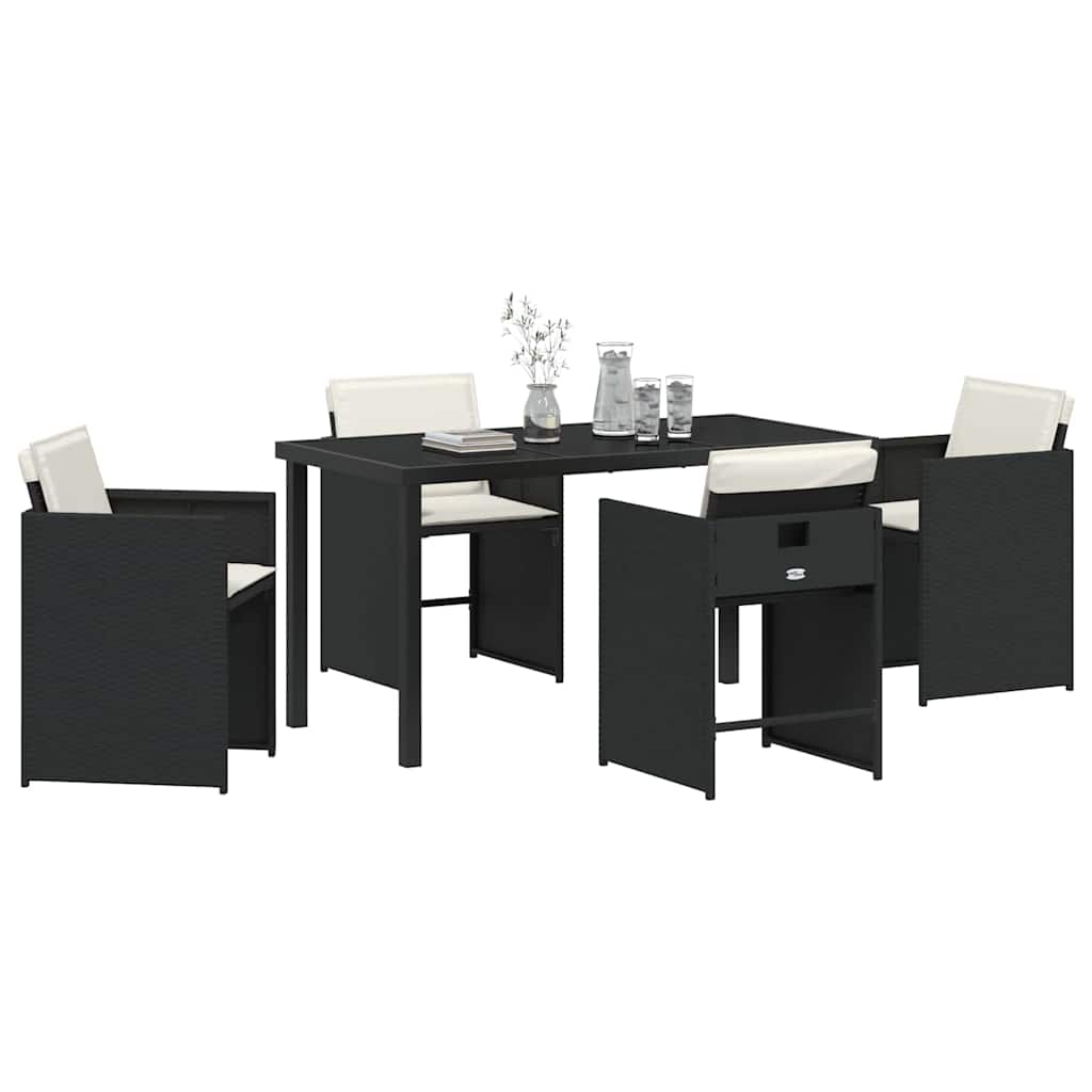 Hage Spisegruppe med pute 5 pcs Svart Poly rattan