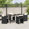 Hage Spisegruppe med pute 5 pcs Svart Poly rattan
