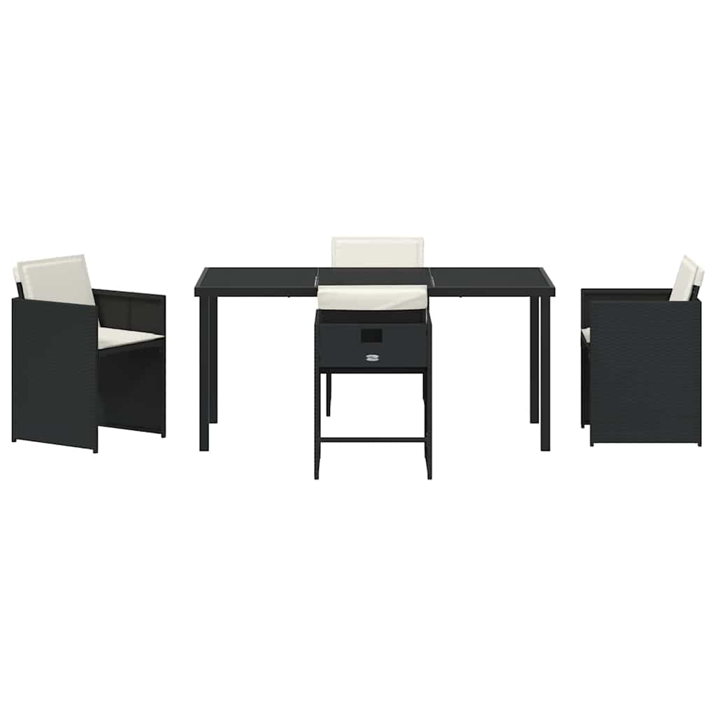 Hage Spisegruppe med pute 5 pcs Svart Poly rattan