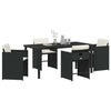 Hage Spisegruppe med pute 5 pcs Svart Poly rattan