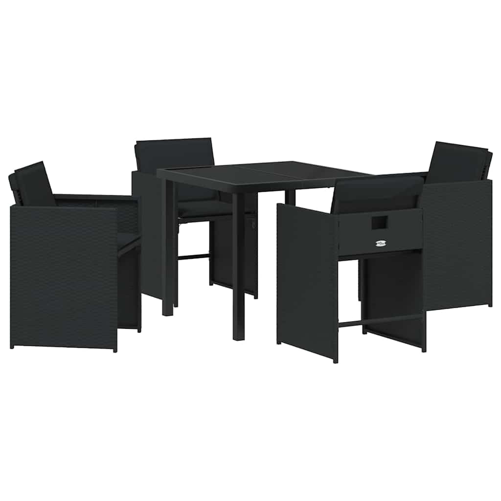Hage Spisegruppe med pute 5 pcs Svart Poly rattan