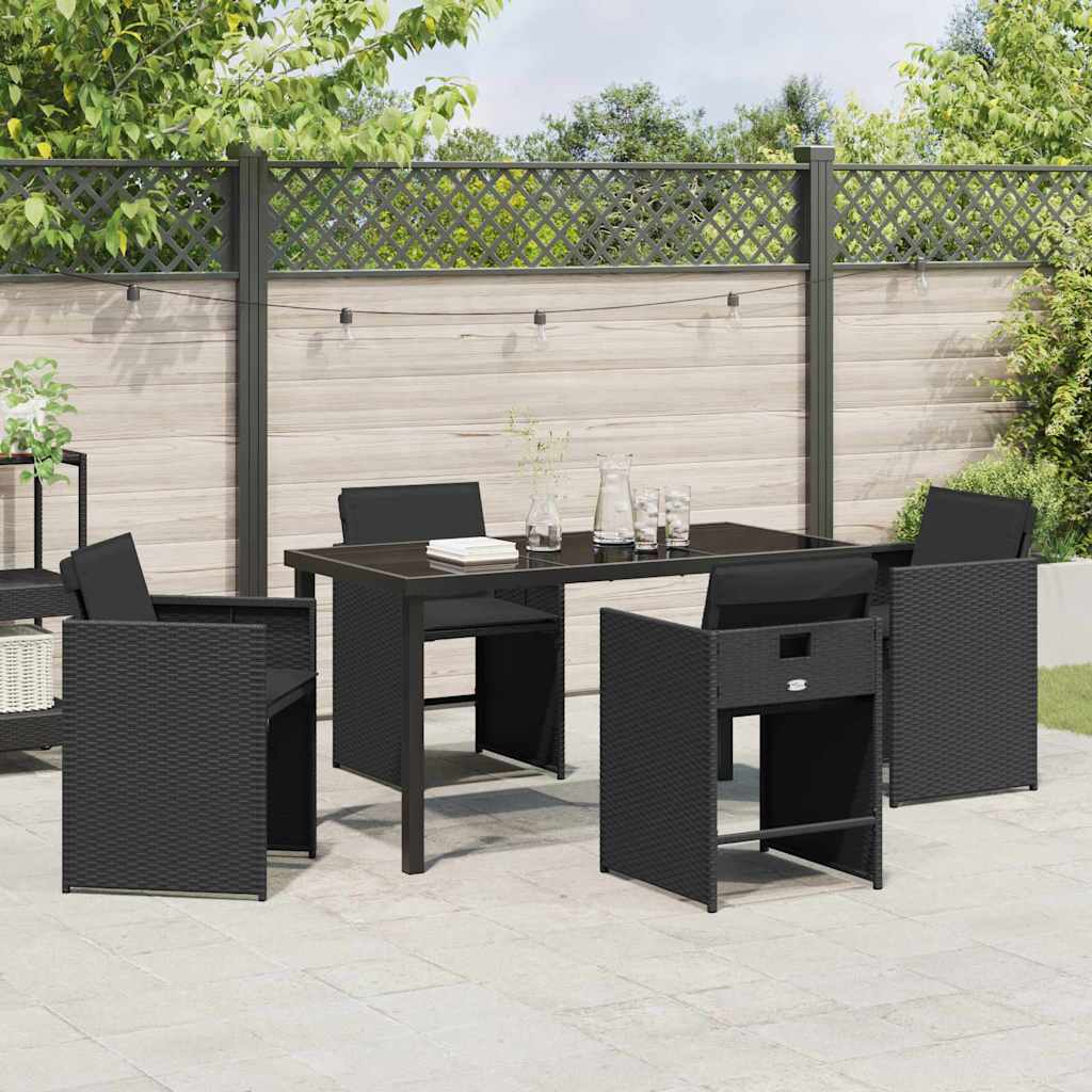 Hage Spisegruppe med pute 5 pcs Svart Poly rattan