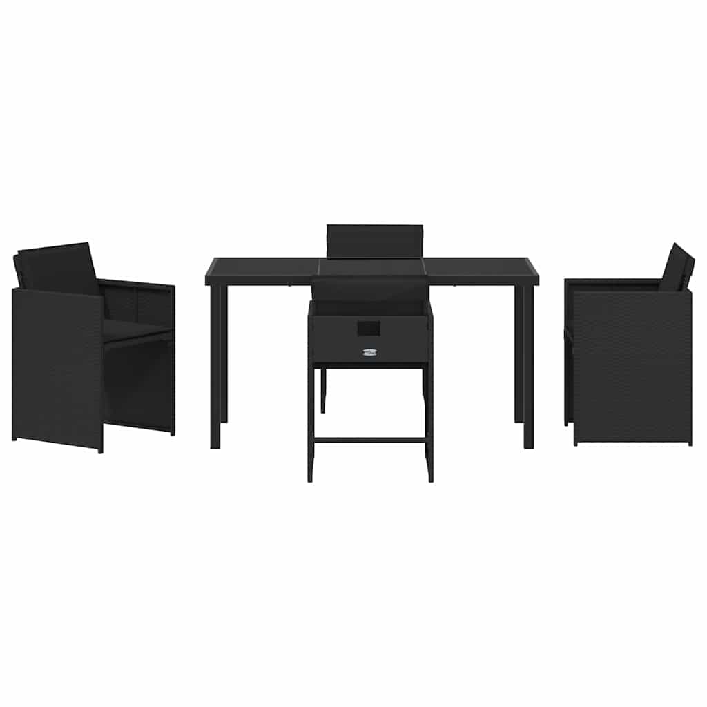 Hage Spisegruppe med pute 5 pcs Svart Poly rattan
