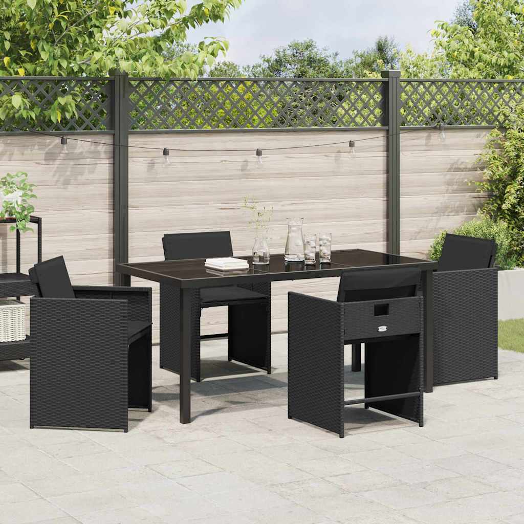 Hage Spisegruppe med pute 5 pcs Svart Poly rattan
