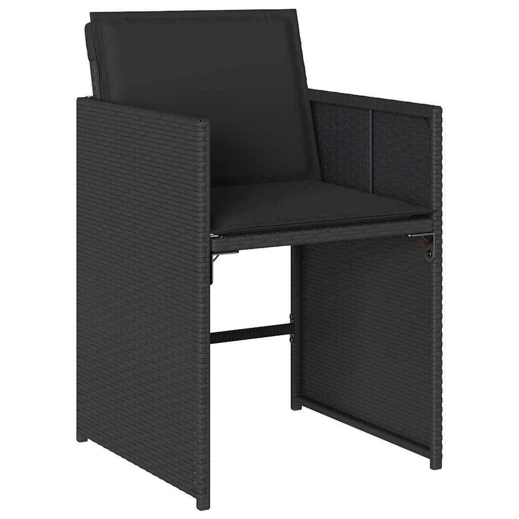 Hage Spisegruppe med pute 5 pcs Svart Poly rattan