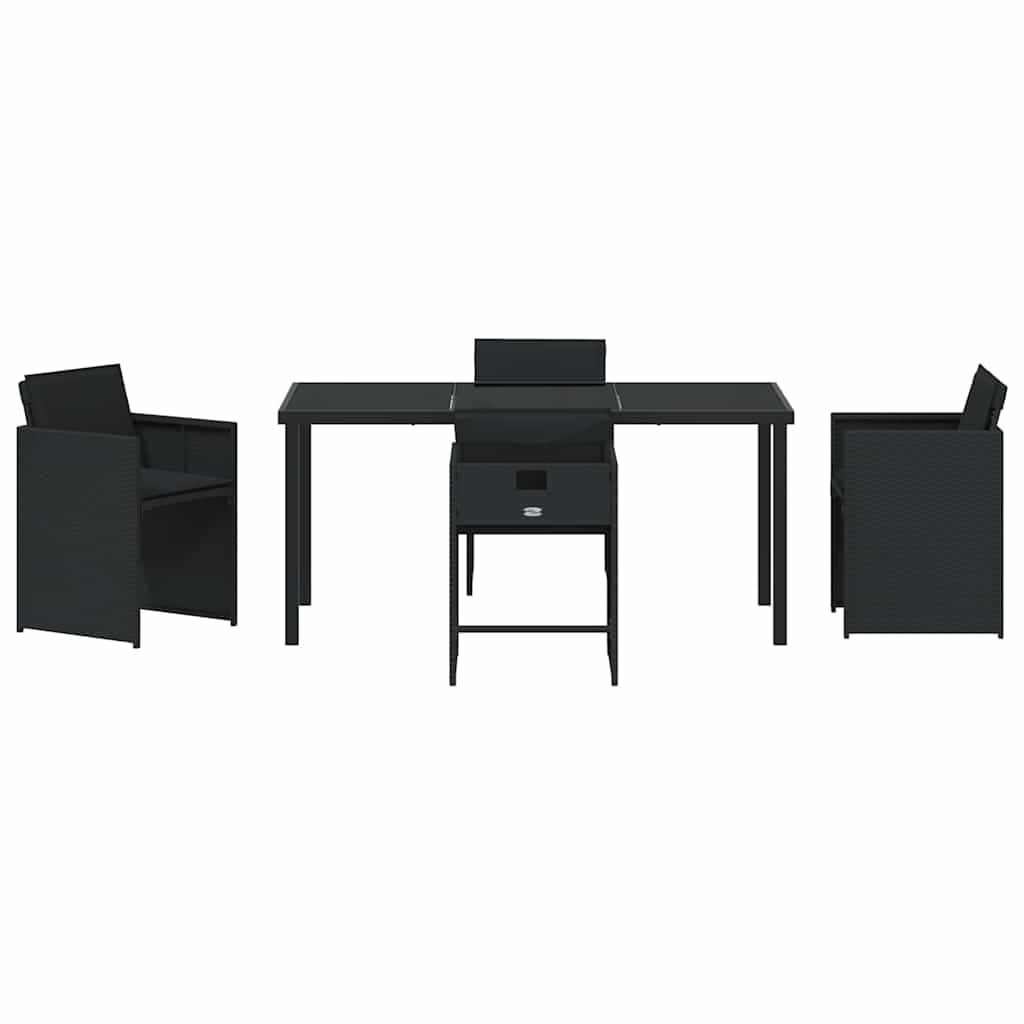 Hage Spisegruppe med pute 5 pcs Svart Poly rattan