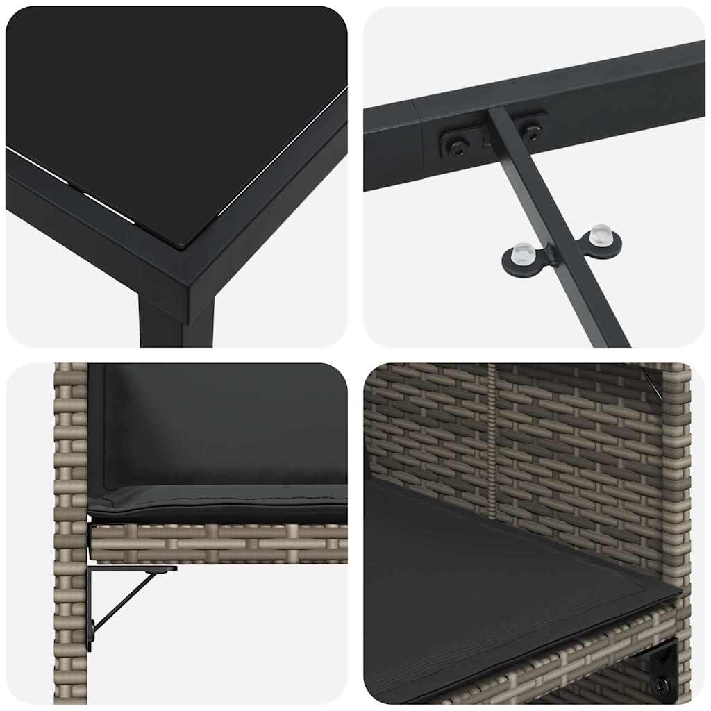 Hage Spisegruppe med pute 5 pcs Grå Poly rattan