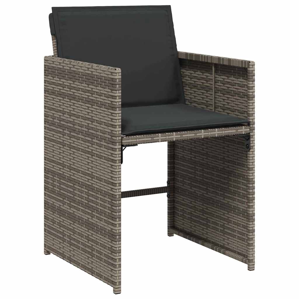 Hage Spisegruppe med pute 5 pcs Grå Poly rattan