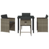 Hage Spisegruppe med pute 5 pcs Grå Poly rattan