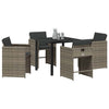 Hage Spisegruppe med pute 5 pcs Grå Poly rattan