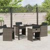 Hage Spisegruppe med pute 5 pcs Grå Poly rattan